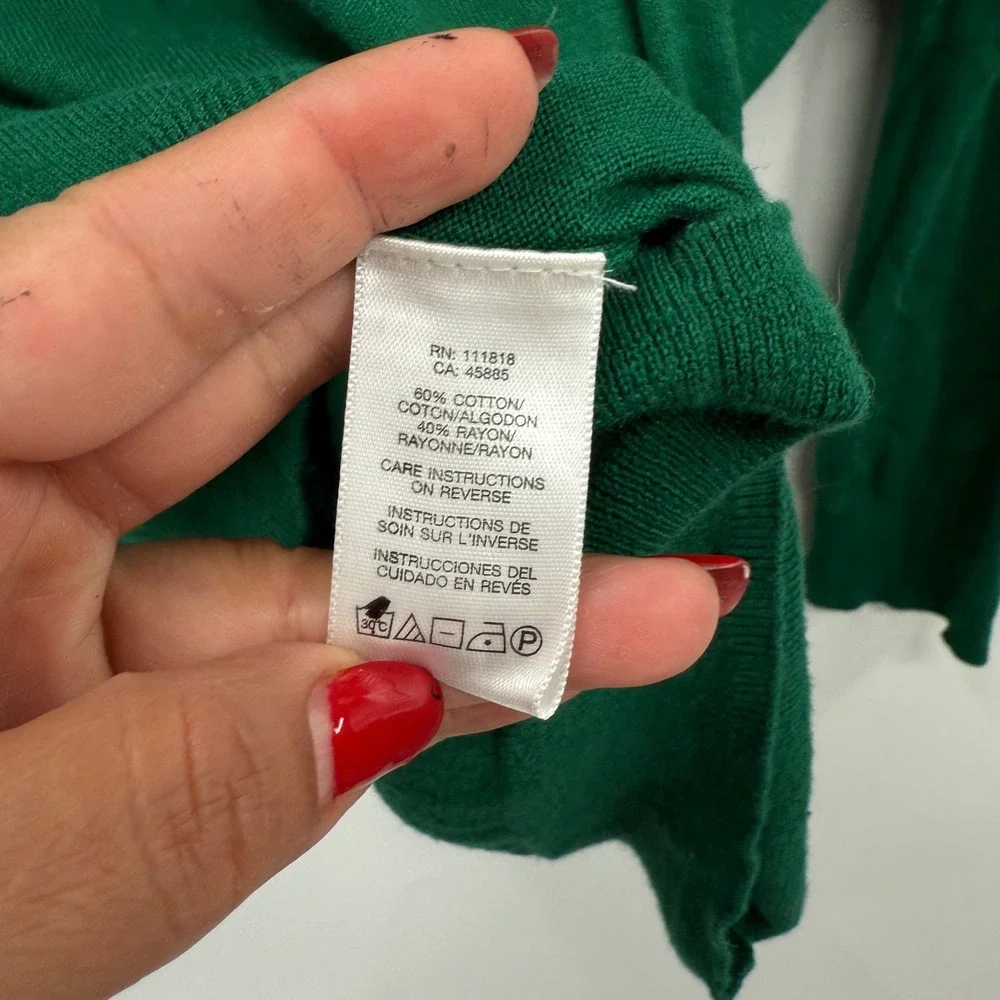 Michael Kors W Emerald Green V-Neck Long Sleeve Twist Front‎ Top XL
